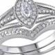 1/3 CT. T.W. Marquise and Round Diamond Bridal Ring Set in Sterling Silver (GH I2-I3)