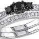 1/2 CT. T.W. Diamond Bridal Ring Set in Sterling Silver (GH I3) - Black/White