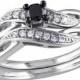 1/4 CT. T.W. Diamond Bridal Ring Set in Sterling Silver (GH I3) - Black/White