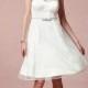 Beautiful Satin & Tulle A-line Illusion Jewel Neck Raised Waistline Knee-length Bridesmaid Dress