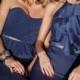 Modest Blue Luminescent Chiffon A-line Bridesmaid Dress 2013 with Pleated Bodice