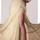 Beautiful Silk-like Chiffon A-line Strapless Sweetheart Neckline Ruched Long Slit Prom Dress With Beadings