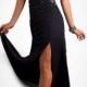 Attractive Beaded Chiffon One Shoulder Neckline Slit Formal Gown In Fashion