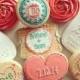 2 Dozen Vintage Country Chic Bridal Shower Cookies In Coral And Teal. Burlap, Mason Jar, Floral