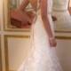 Fit and Flare Illusion Lace Bateau Neckline Wedding Dresses with Open V-back