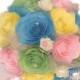 Pastel bouquet, Yellow, pink and blue bridal bouquet, Yellow Wedding bouquet, Green Paper Bouquet, Pink bouquets, Pink Fake flower bouquet
