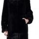 Faux black mink cashmere with mink fur women long coat