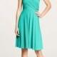 Strapless Criss Crossed Shirred Knee Length Jersey Bridesmaid Dress