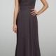 One-shoulder A-line Floor Length Bridesmaid Dress with Draped Skirt