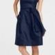 Strapless Navy Blue Knee Length Bridesmaid Dress with Sash Under 100