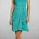 Strapless A-line Short Bridesmaid Dress with Draped Bodice Ruffled Skirt