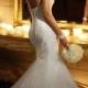 Sweetheart Beaded Lace Appliques Fit and Flare Wedding Dresses