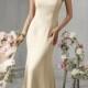 Elegant Vanilla Silk Long Trumpet Bridesmaid Dress with Asymmetrical Draped Neckline
