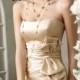 Cashmere Satin A-line Tea-length Bridesmaid Dress with Bow Detail