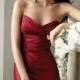 Scarlet Strapless Sweetheart Long Bridesmaid Dress with Ties At Back
