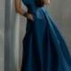 Peacock Silky Taffeta Strapless Fashion Long Bridesmaid Ball Gown with Flower