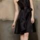 Black Luminescent Taffeta Strapless Knee Length A-line Bridesmaid Dress