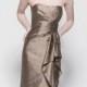 Acorn Silk Strapless Sheath Knee Length Bridesmaid Dress with Tucked Bodice