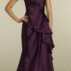 Eggplant Taffeta Strapless A-line Floor Length Bridesmaid Dress 2013