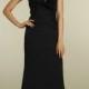 Black Chiffon A-line Sleeveless Floor Length Bridesmaid Dress with Pleated Collar