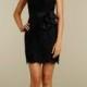 Black Lace Sheath Short Bridesmaid Dress with Strapless Sweetheart Neckline