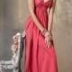 Cherry Silky Taffeta Strapless Bridesmaid Ball Gown with Sweetheart Draped Neckline