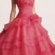 Beautiful Organza Strapless Frill Layered Gown