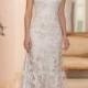 Elegant Straps Sheath Lace Over Wedding Dress with Low Back