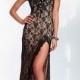 Alluring Lace One Shoulder Neckline Sheath Evening Dress With Train