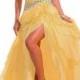 Amazing Organza & Satin A-line One Shoulder Ruffled High Low Prom Dress With Beadings