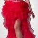 Amazing Organza & Satin A-line Strapless Sweetheart Beaded Bodice High Low Prom Dress