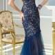 Empire Tulle,lace Trumpet Queen Anne Long Prom Dress