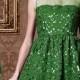 Gown Elegant Sweetheart Princess Green Organza