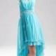 High Low Sweetheart Blue Strapless Prom Dress