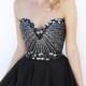 Beaded Strapless Sweetheart Alluring Black Short Mini Prom Dress