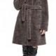 Dark gray faux mink cashmere women knee-length coat