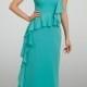 A-line One-Shoulder Long Bridesmaid Dress with Ruffled Bodice and Side Cascade