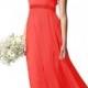 Red Chiffon Halter Prom Dress With Ruched Front Bodice