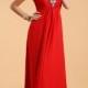 Princess Jewel Floor Length Red Evening Dress