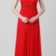 A Line Jewel Floor Length Red Evening Dress