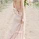 JOL234 romance blush colored boho chiffon wedding dress gown