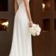 Elegant Cap Sleeves Chiffon Sheath Simple Wedding Dresses with Illusion Back