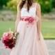 JS401 stunning blush colored long flowing tulle wedding bridal skirts