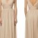 JM14012 strappy v neck nude color long chiffon bridesmaid gown dress