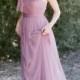 JM14011 lavender purple color one shoulder long tulle bridesmaid dress new