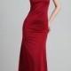 Sheath Column One Shoulder Floor Length Red Evening Dress