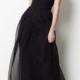 Black Chiffon Strapless Long Bridesmaid Dress