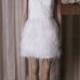 LJ190 little white short ostrich feathers party prom dress