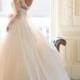JOL247 Romantic illusion lace bateau neck long sleeved wedding bridal dress