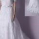 LJ186 modest off shoulder short sleeve lace princess wedding dress